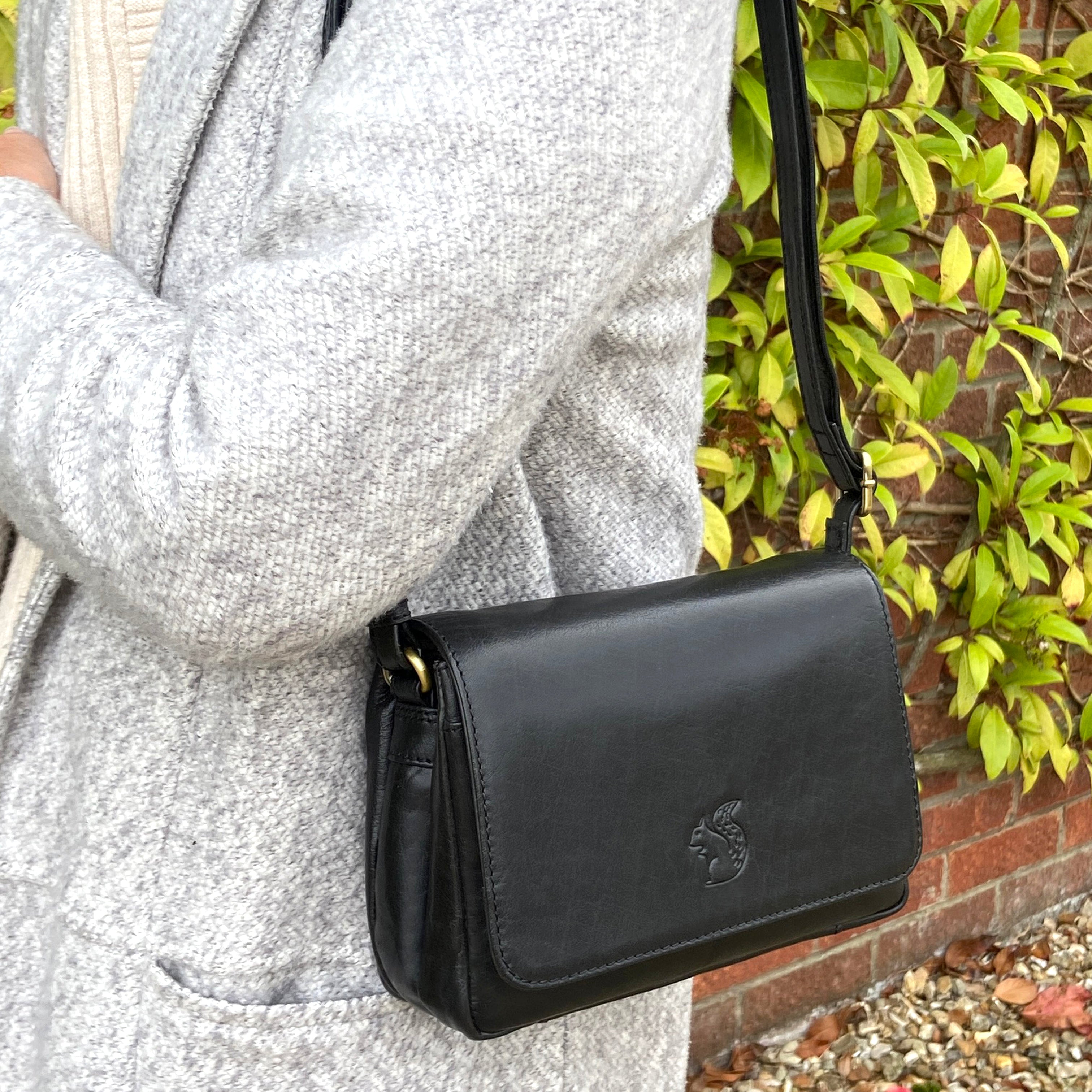 Small Black Leather Cross Body Bag, Shoulder Bag