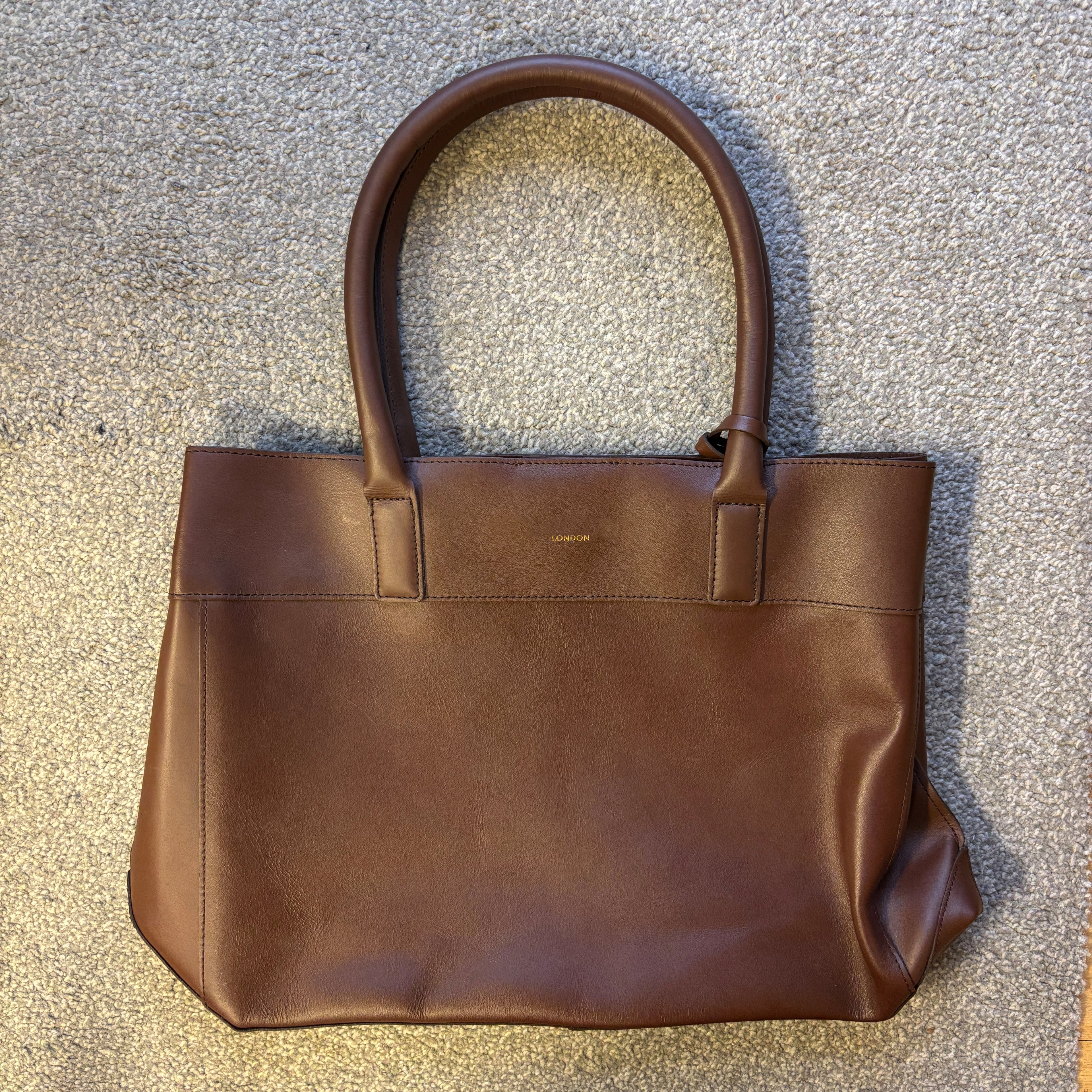 Brown Leather Eco Shoulder Bag, Tote Bag