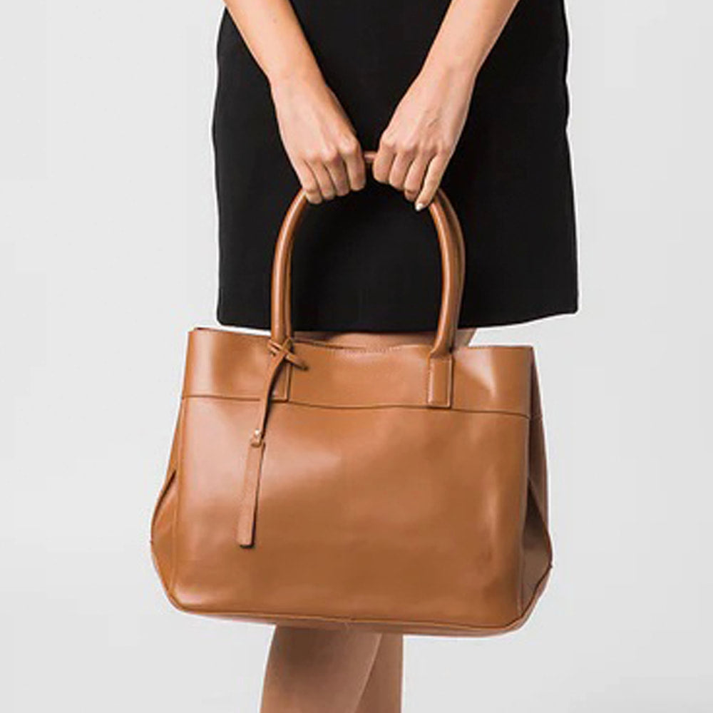 Brown Leather Eco Shoulder Bag, Tote Bag
