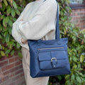 Rowallan Navy Leather Shoulder Bag, Tote Bag