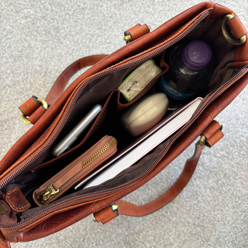 Rowallan Tan Leather Shoulder Bag, Tote Bag