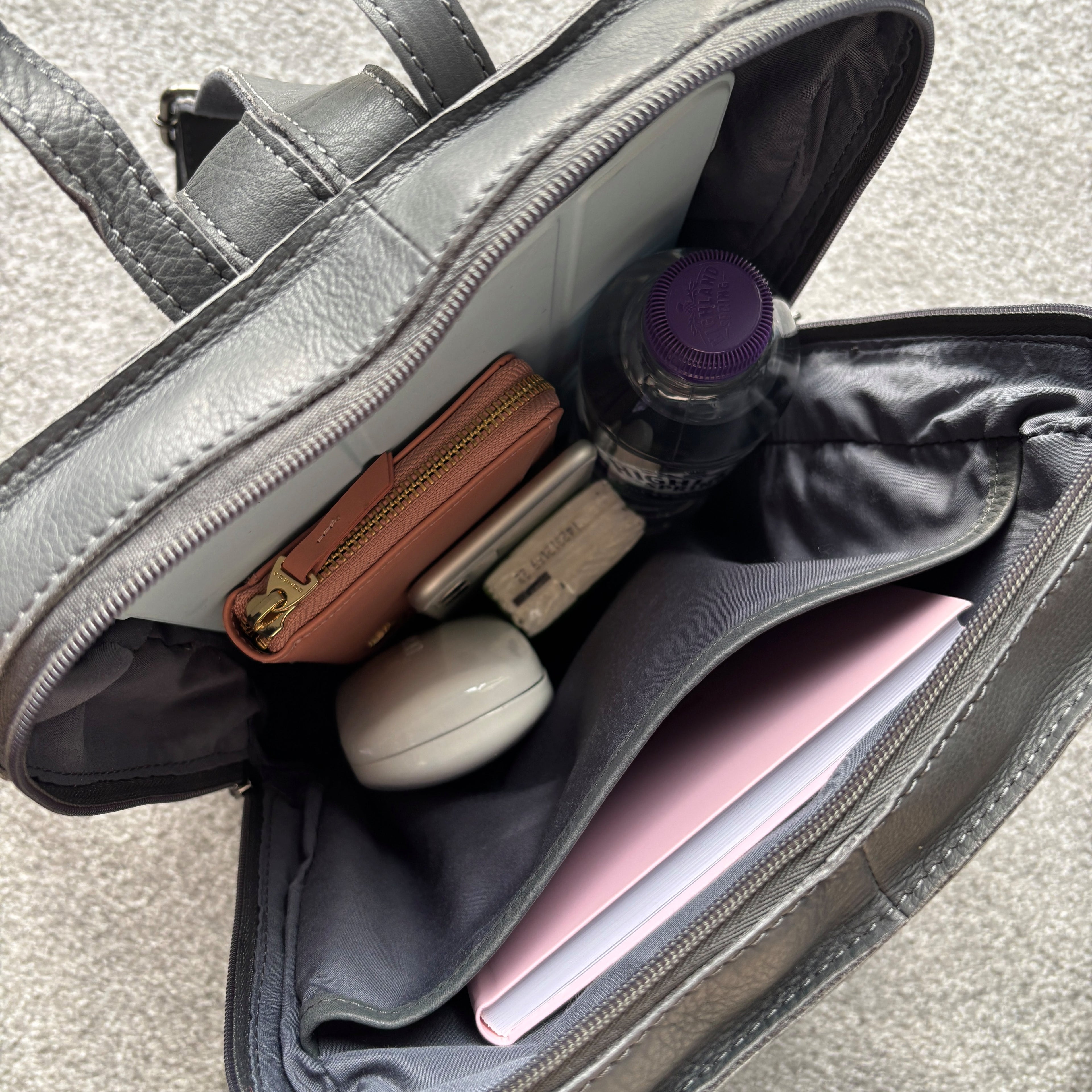 Rowallan Grey Leather Backpack