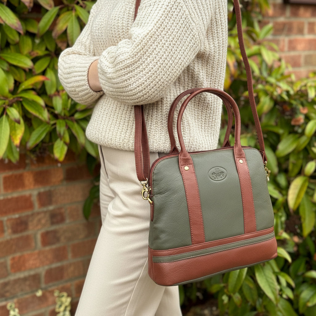 Rowallan Green and Tan Handbag, Cross Body Bag, Shoulder Bag