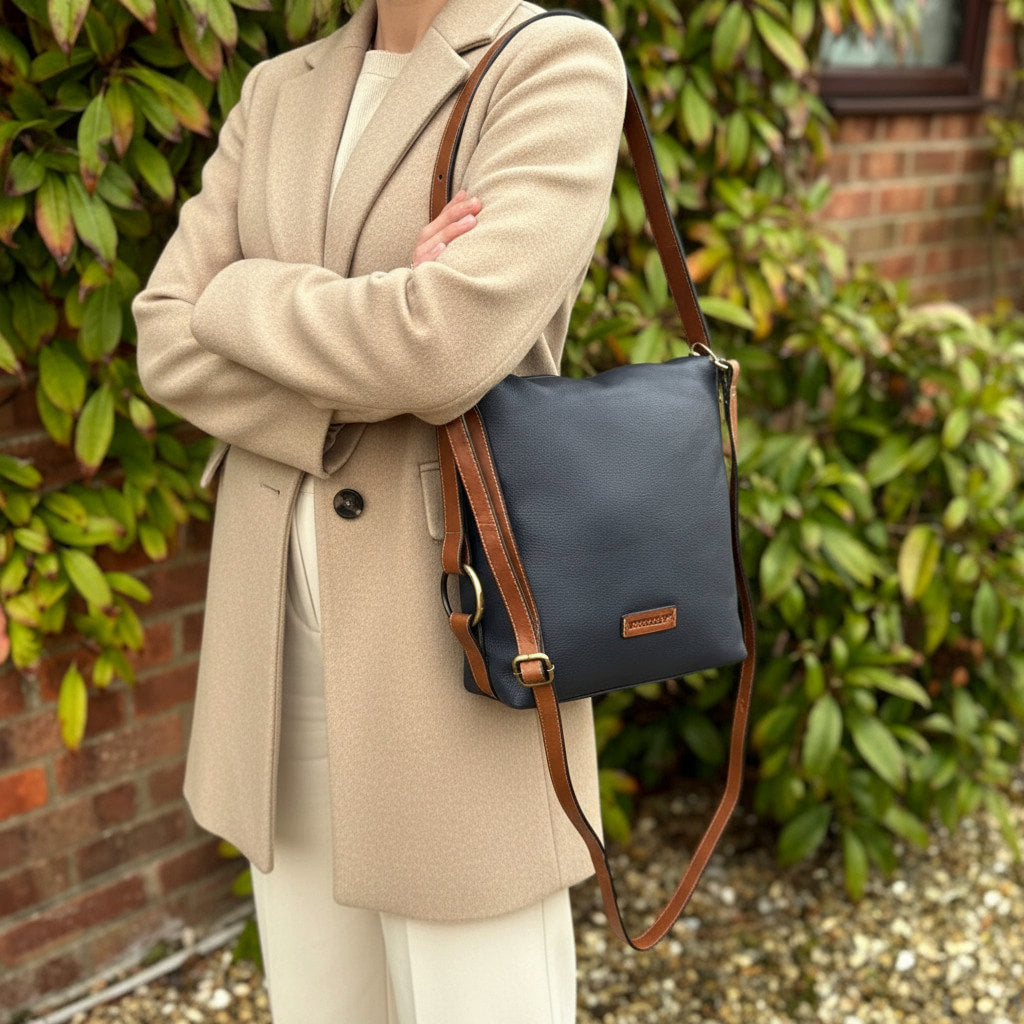 Rowallan Navy and Tan Handbag, Cross Body Bag, Shoulder Bag