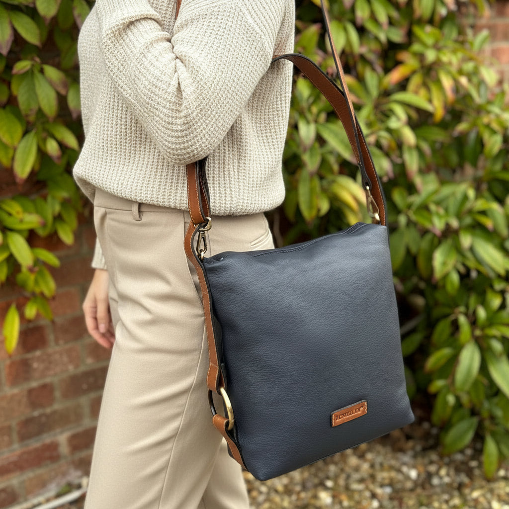 Rowallan Navy and Tan Handbag, Cross Body Bag, Shoulder Bag