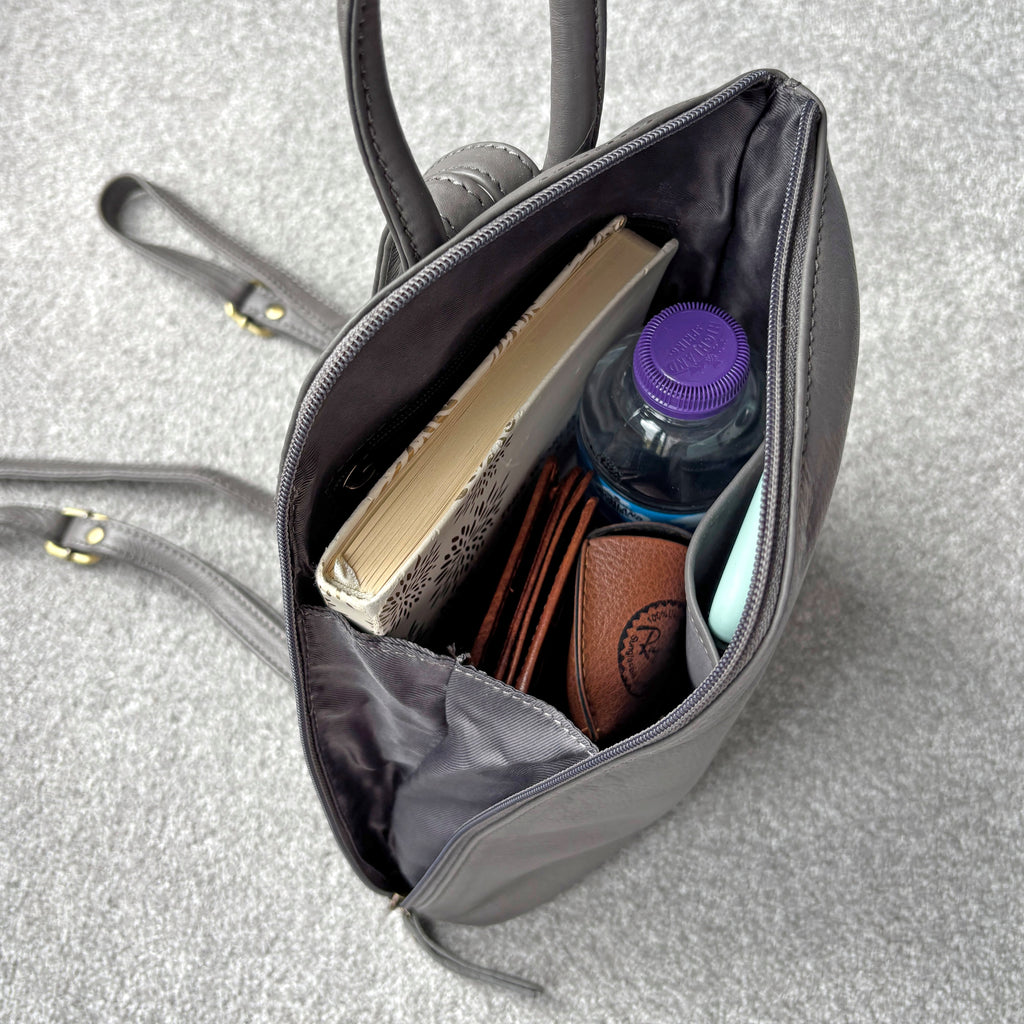 Rowallan Women's Grey Leather Backpack