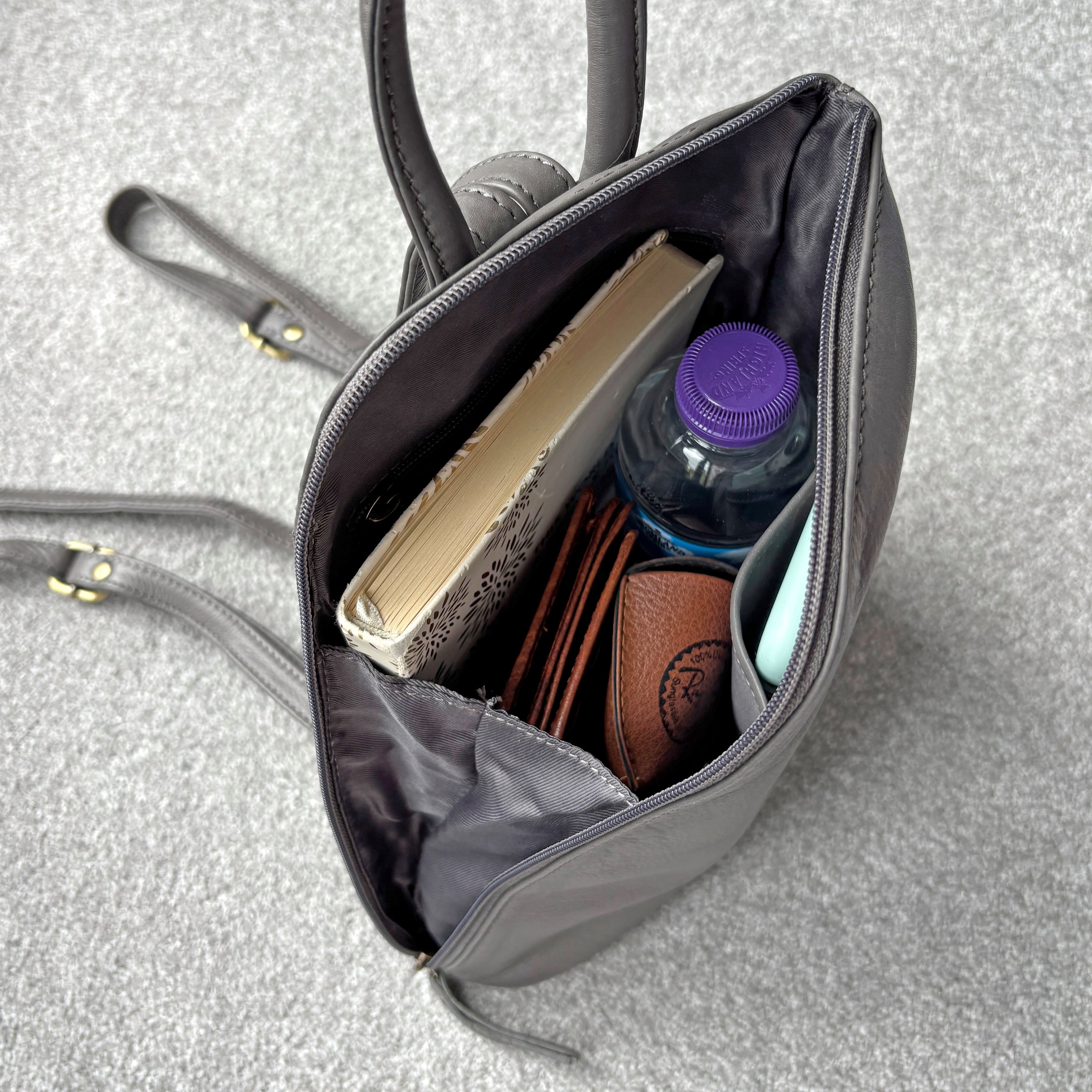 Rowallan Women's Grey Leather Backpack