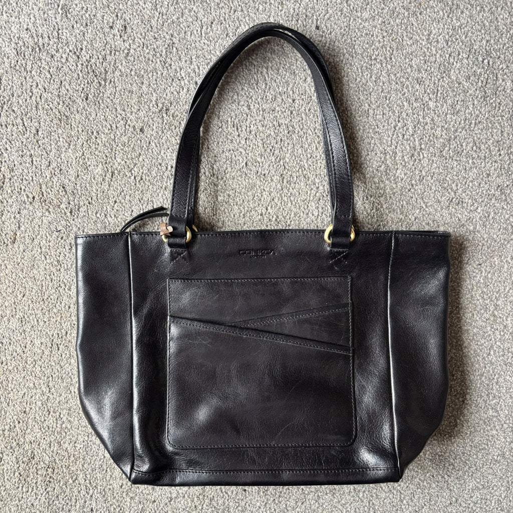 Large Black Leather Tote Bag