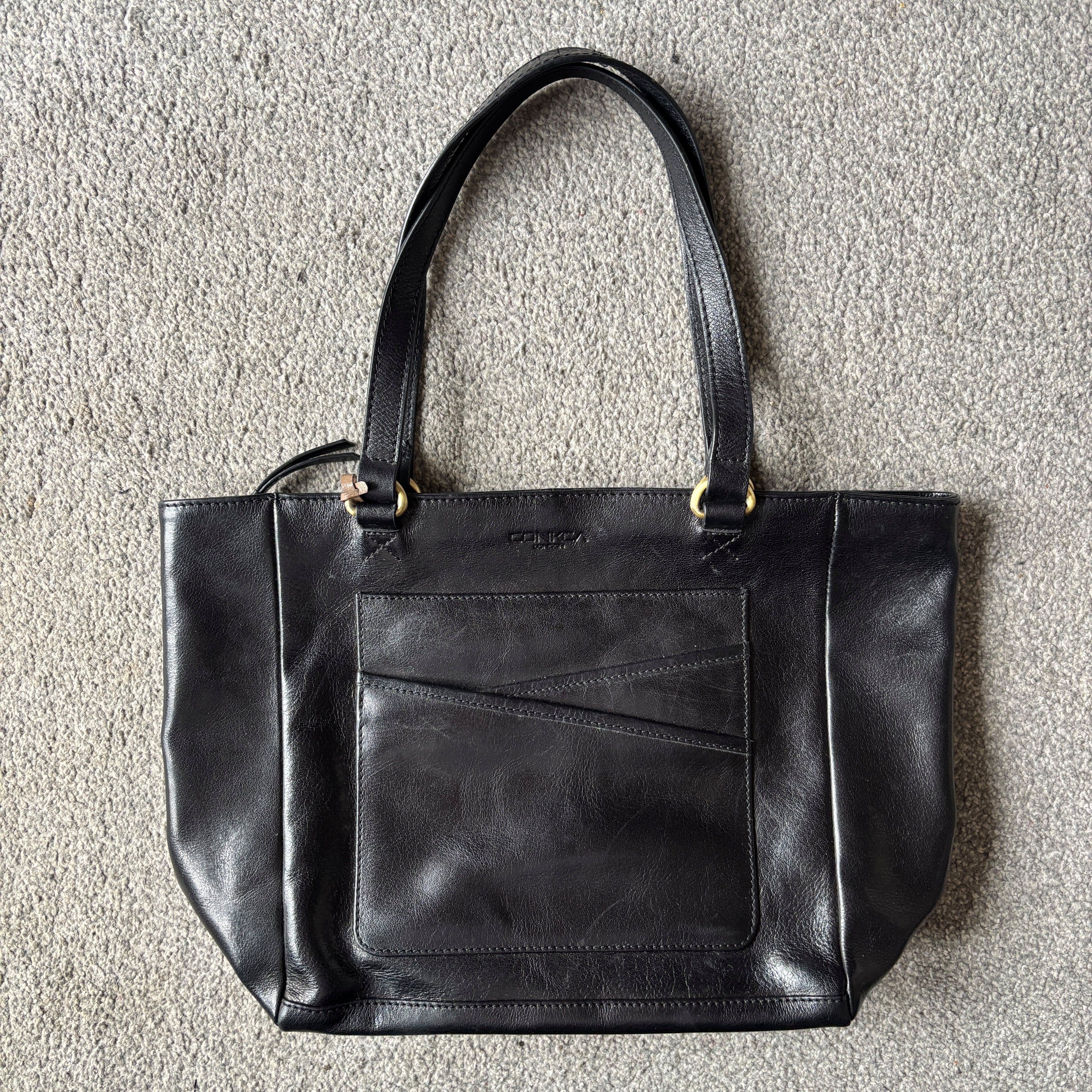Large Black Leather Tote Bag