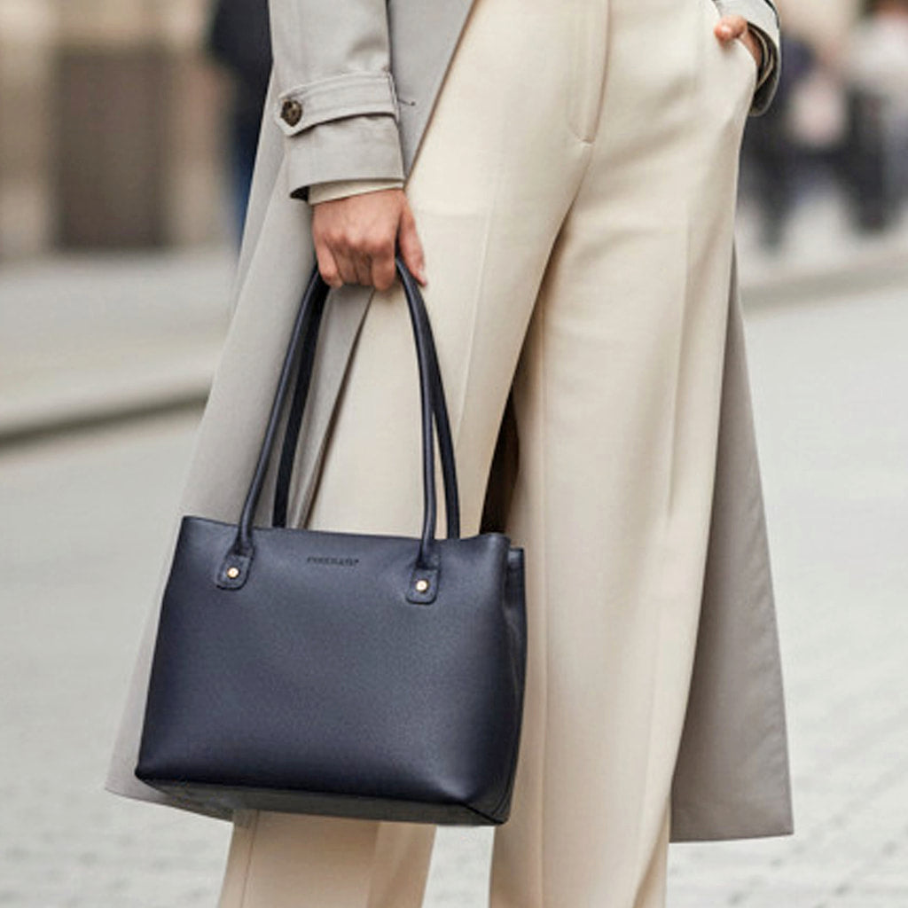 Rowallan Navy Leather Shoulder Bag