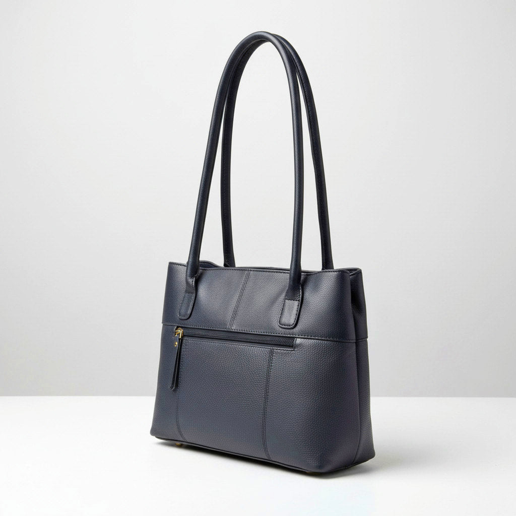 Rowallan Navy Leather Shoulder Bag