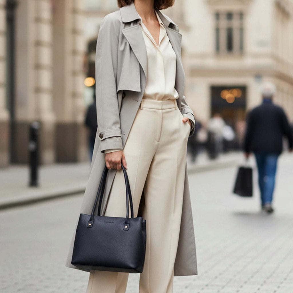 Rowallan Navy Leather Shoulder Bag