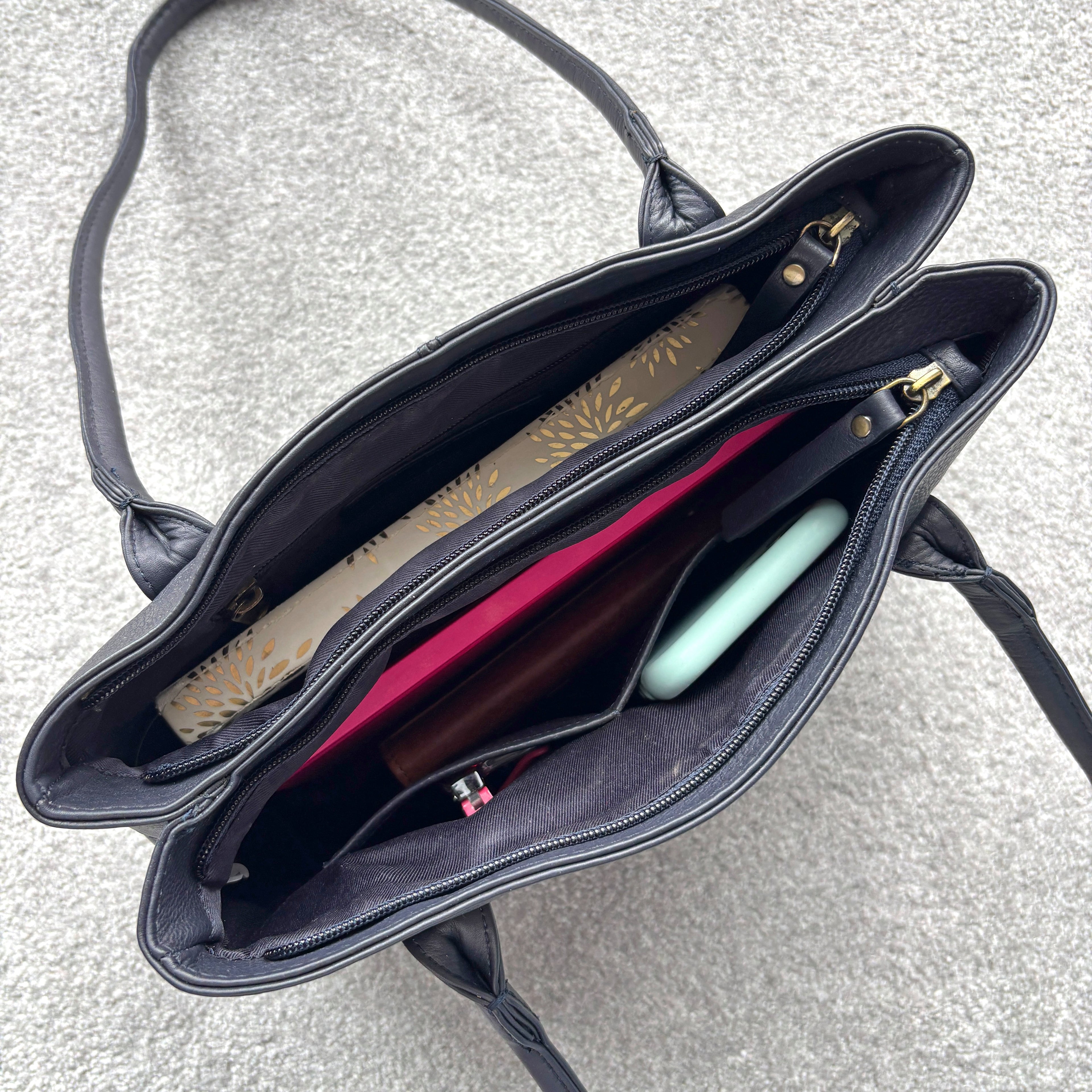 Rowallan Taupe Grey Leather Shoulder Bag