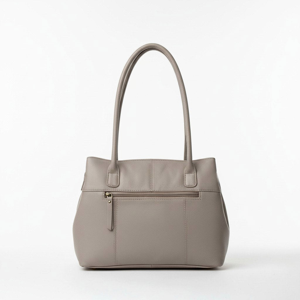 Rowallan Taupe Grey Leather Shoulder Bag