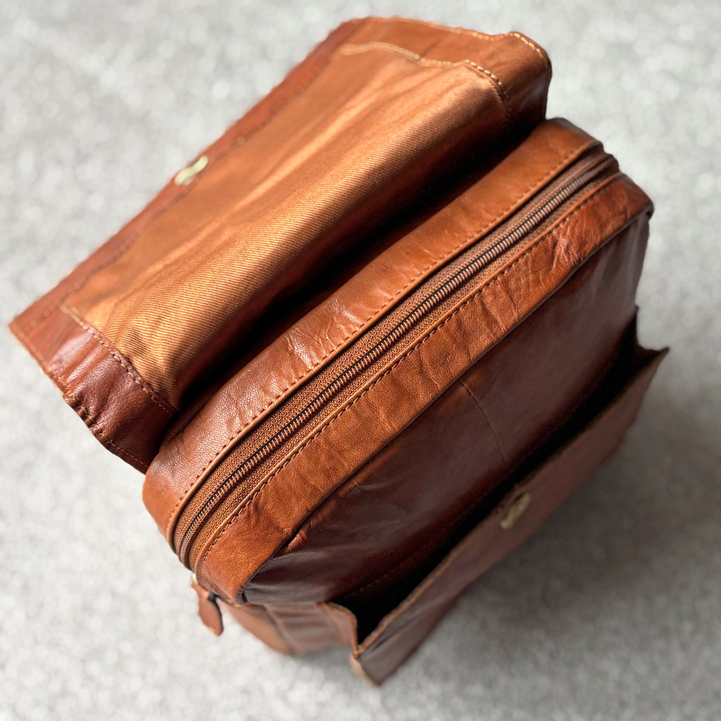 Rowallan Tan Leather Backpack