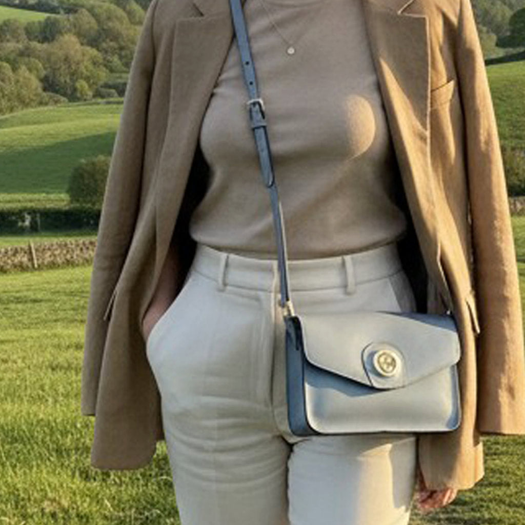 Small Blue Leather Shoulder Bag, Clutch Bag, Cross Body Bag