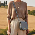 Small Blue Leather Saddle Bag, Cross Body Bag