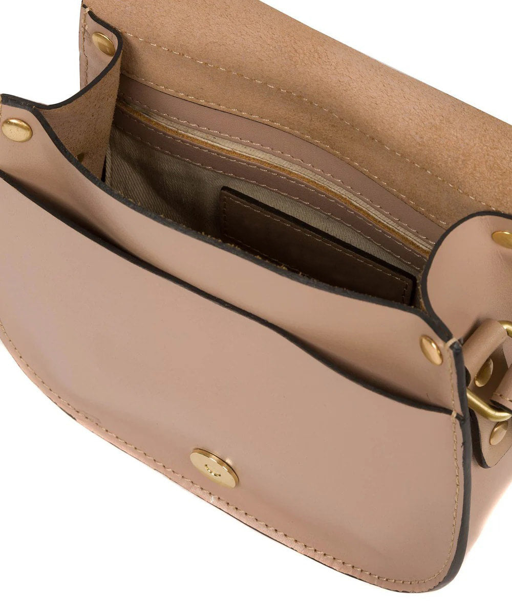 Small Pink Leather Saddle Bag, Shoulder Bag