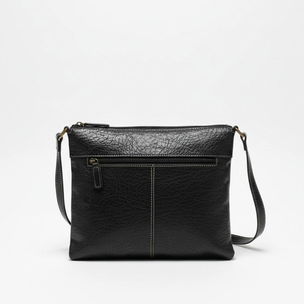 Rowallan Large Black Leather Cross Body Bag, Shoulder Bag