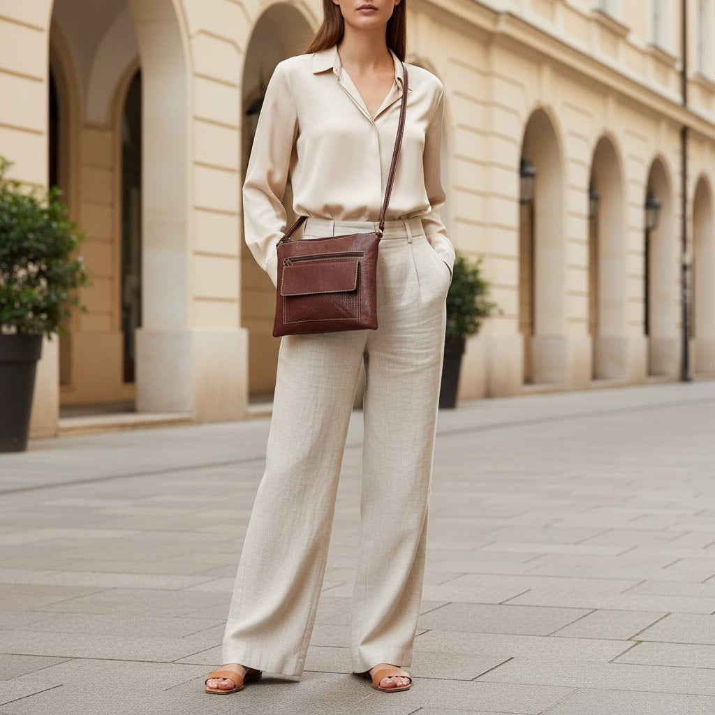 Rowallan Large Tan Leather Cross Body Bag, Shoulder Bag