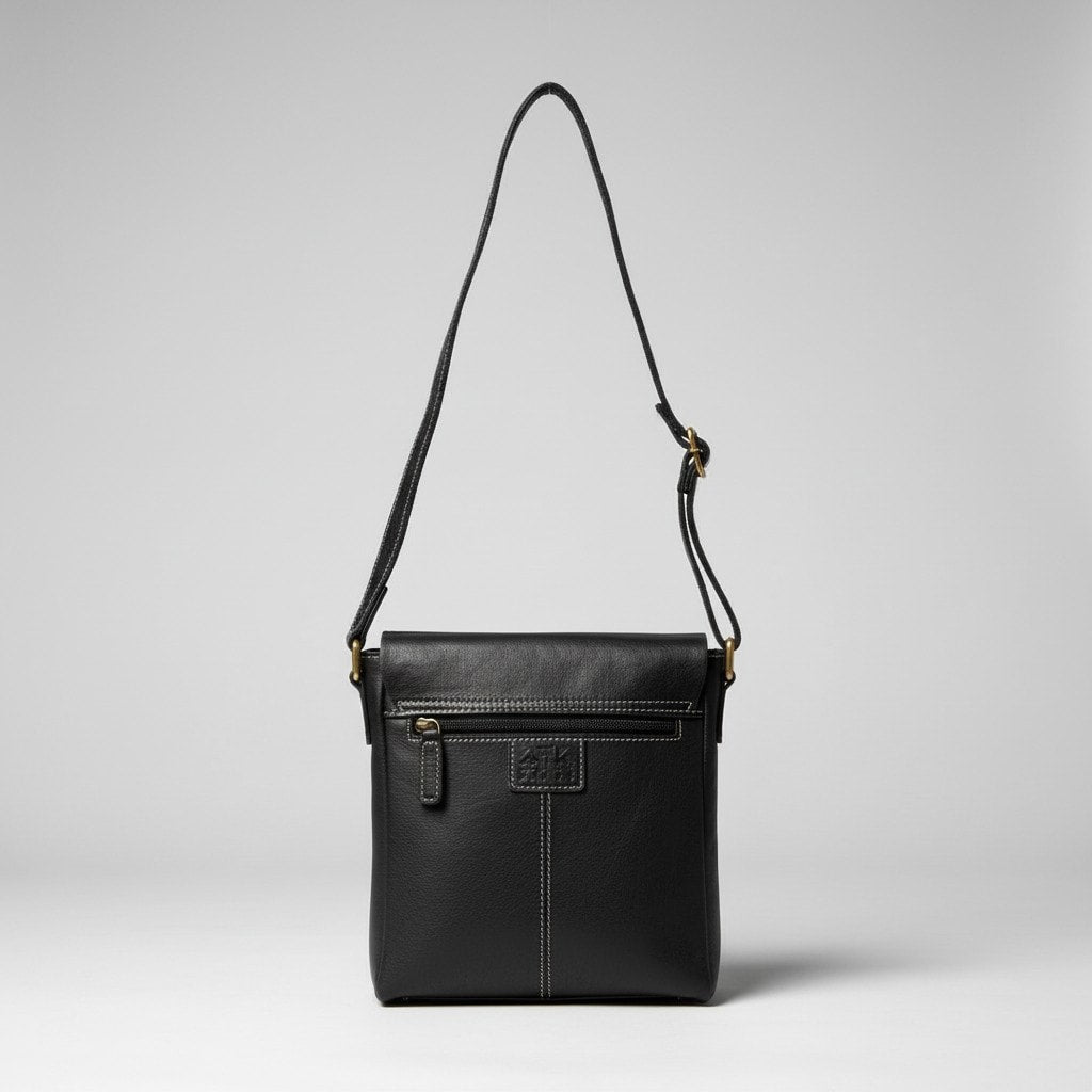 Rowallan Black Leather Cross Body Bag, Shoulder Bag