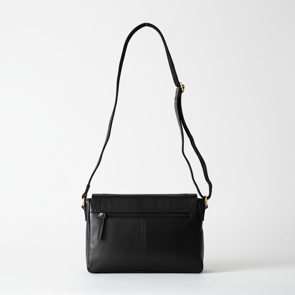 Rowallan Black Leather Handbag, Shoulder Bag, Cross Body Bag