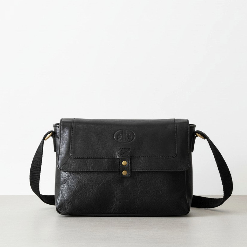 Rowallan Black Leather Handbag, Shoulder Bag, Cross Body Bag