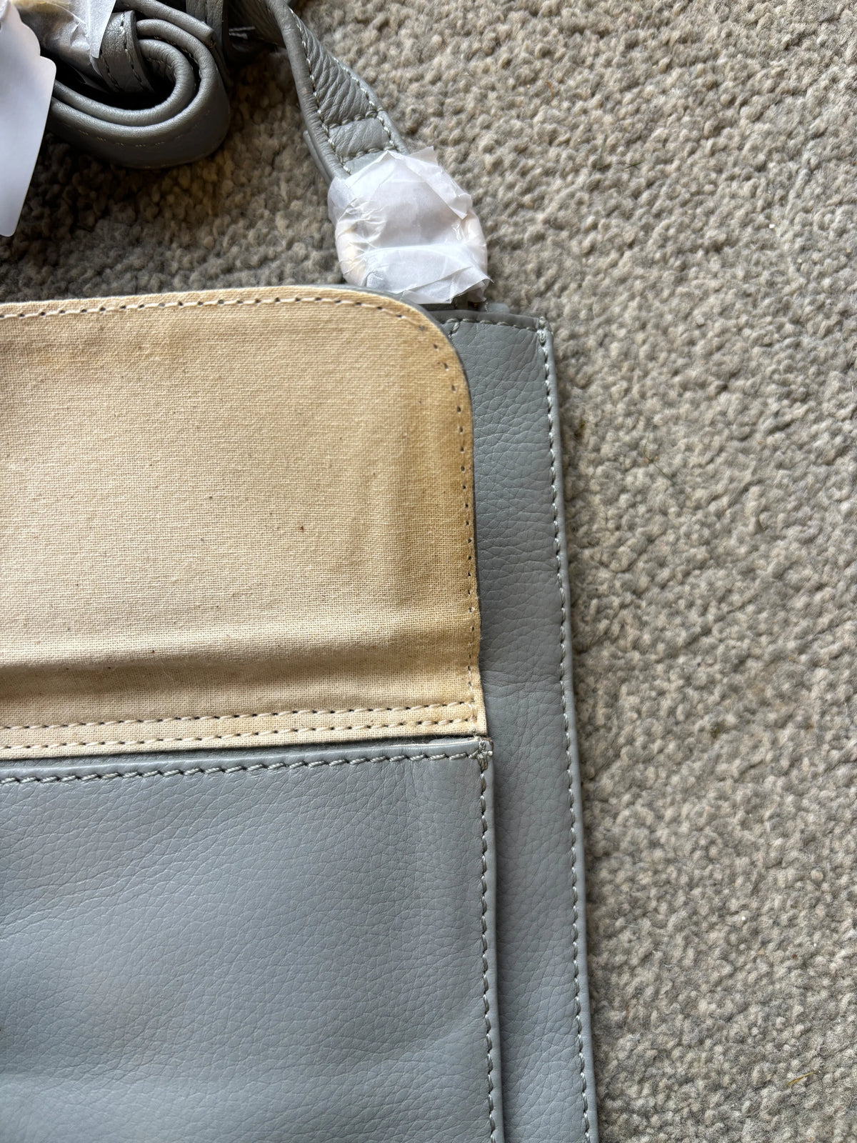 Grey Leather Shoulder Bag, Crossbody Bag