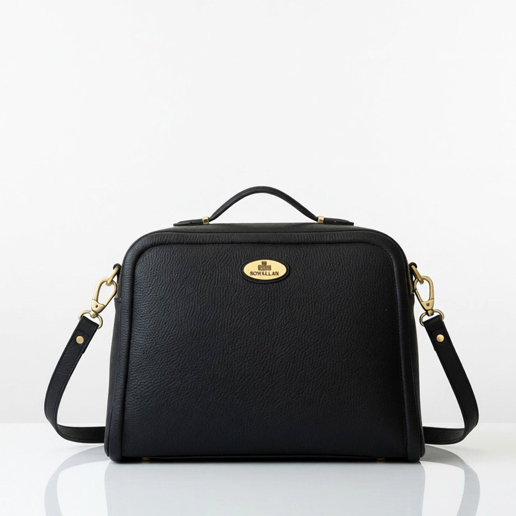 Rowallan Large Black Leather Cross Body, Shoulder Bag, Business Bag