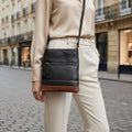 Rowallan Black and Tan Small Leather Shoulder Bag, Cross Body Bag