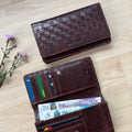 Rowallan Brown Twin Gusset Leather Purse - RFID Secure