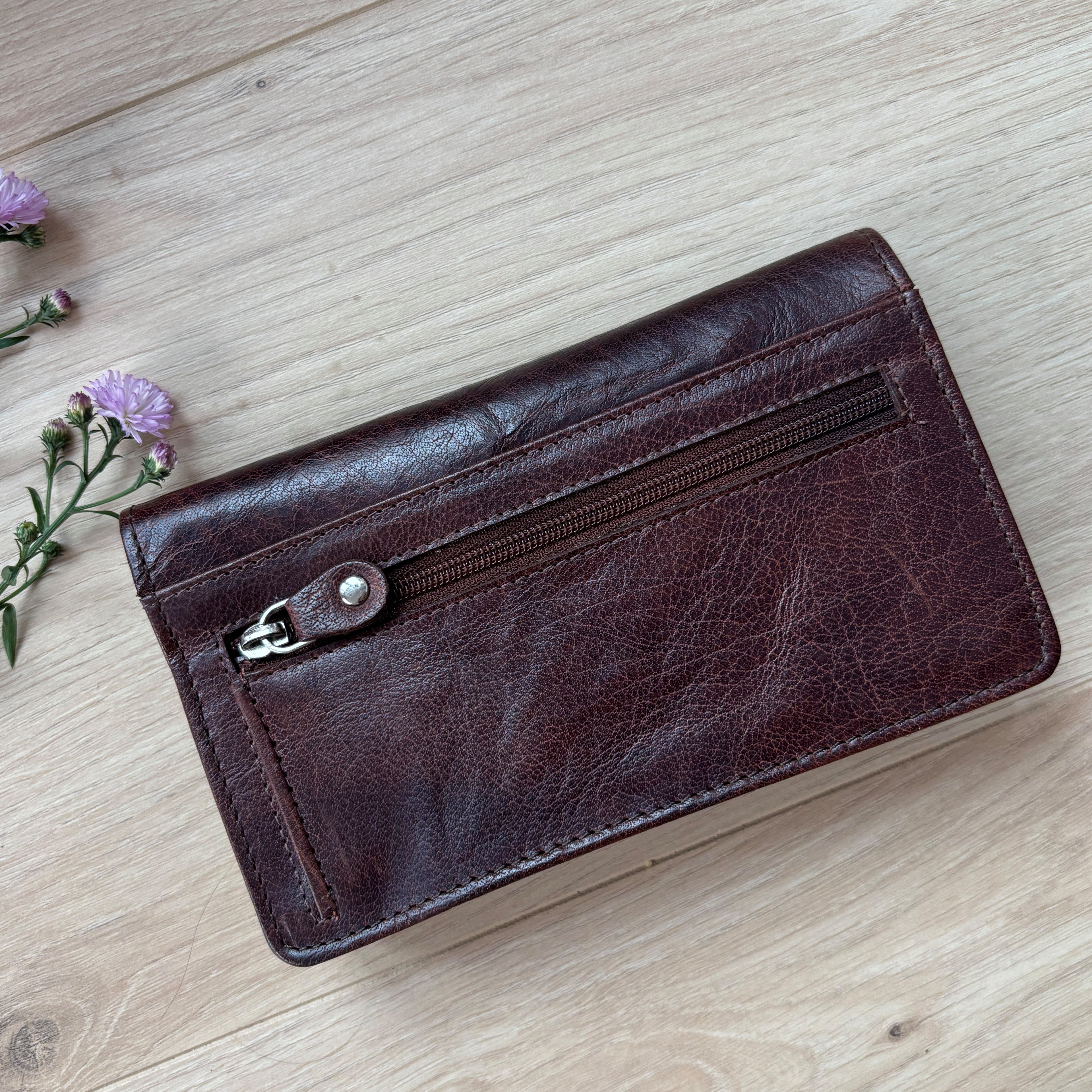 Rowallan Brown Twin Gusset Leather Purse - RFID Secure
