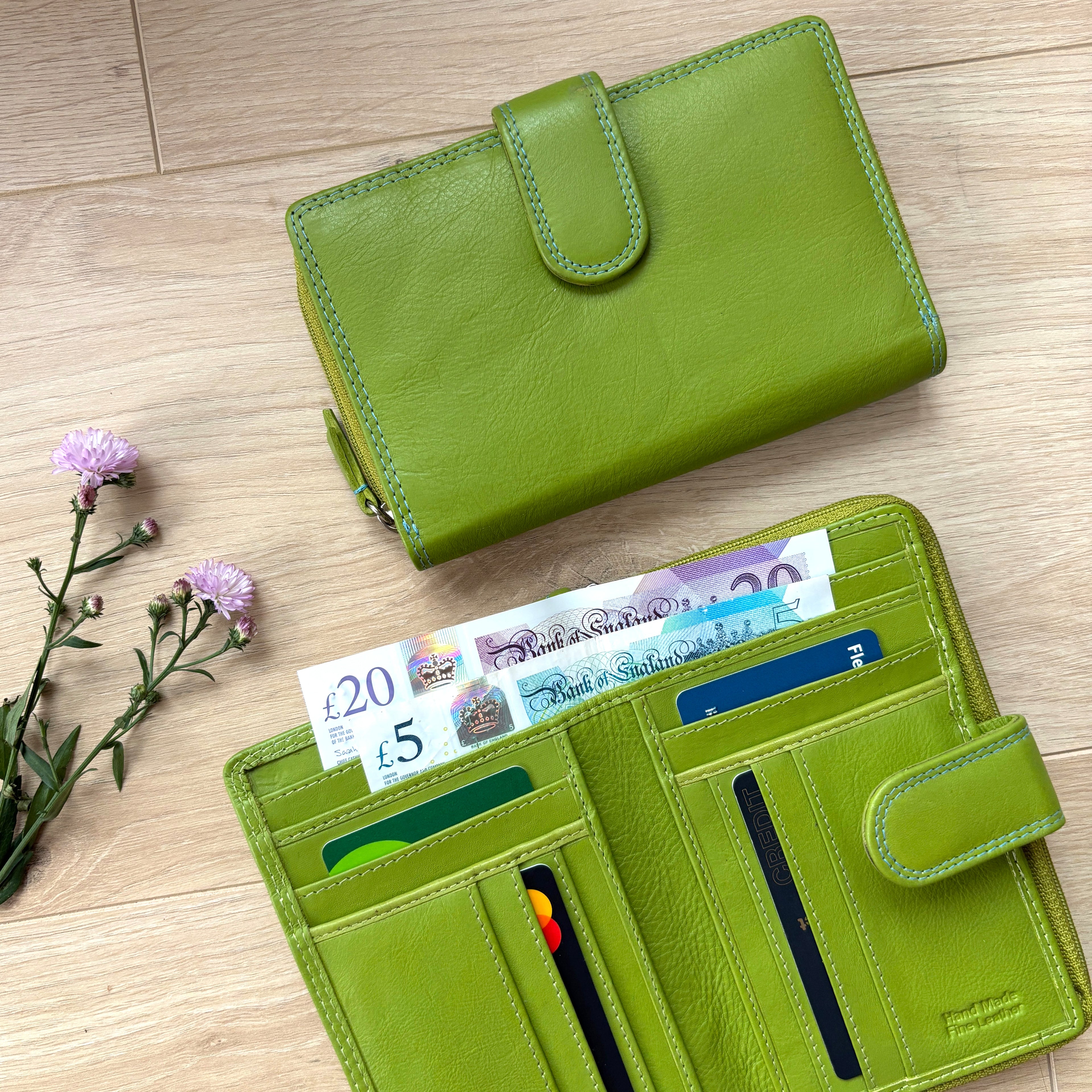 Rowallan Green Leather Purse - RFID Secure