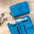 Rowallan Blue Leather Purse - RFID Secure