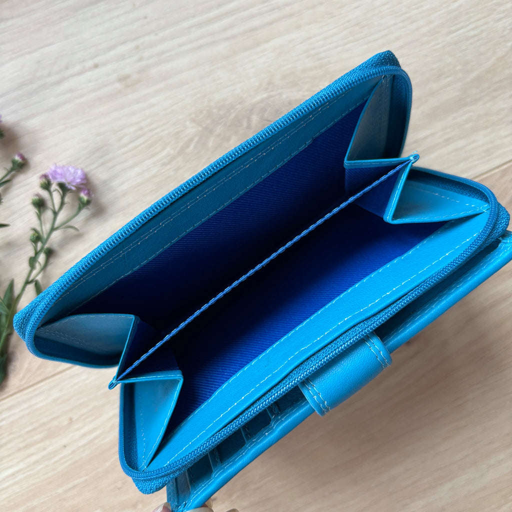 Rowallan Blue Leather Purse - RFID Secure