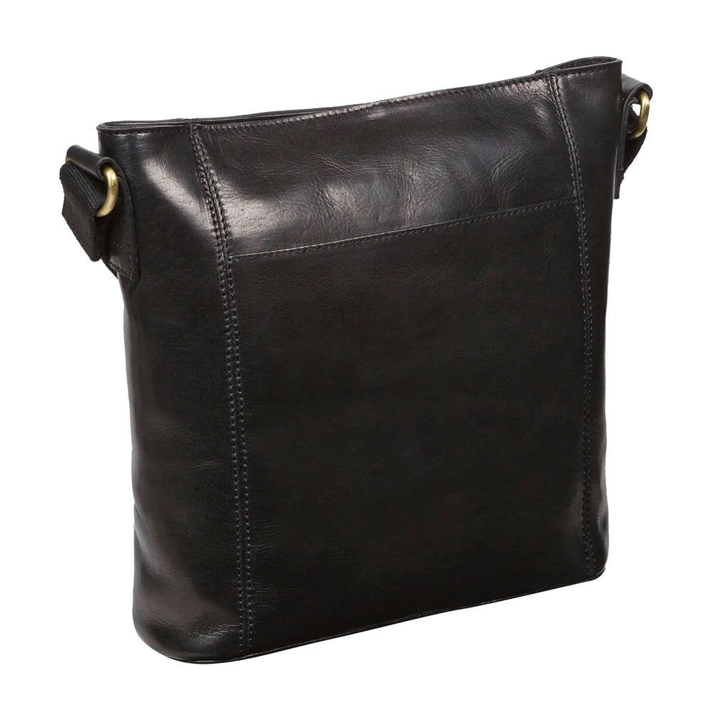 Large Black Leather Shoulder Bag, Cross Body Bag