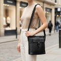 Large Black Leather Shoulder Bag, Cross Body Bag