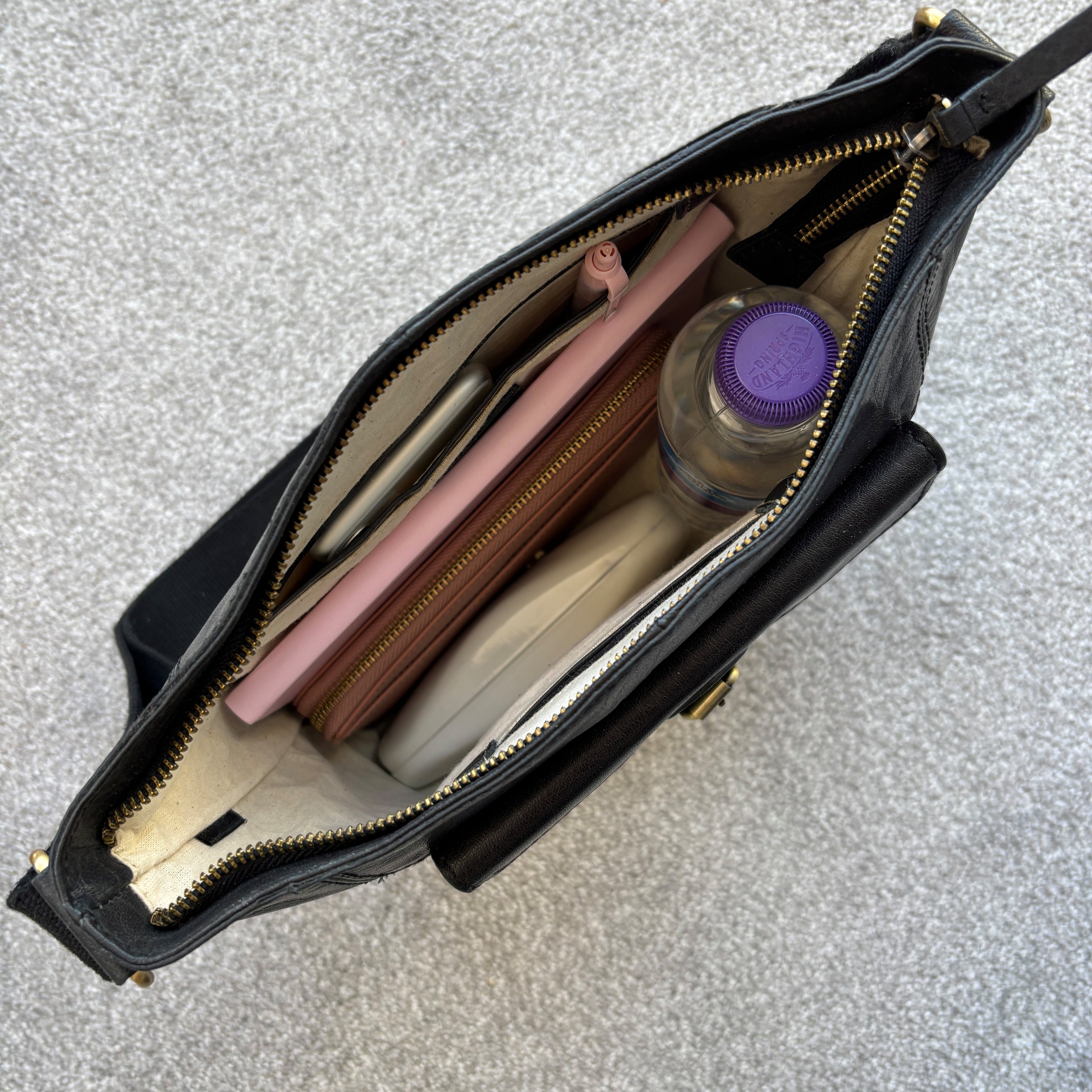 Large Black Leather Shoulder Bag, Cross Body Bag