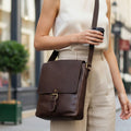 Rowallan Unisex Large Brown Premium Leather Cross Body, Shoulder Bag