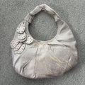 Large Silver Marble Handbag Shoulder Bag