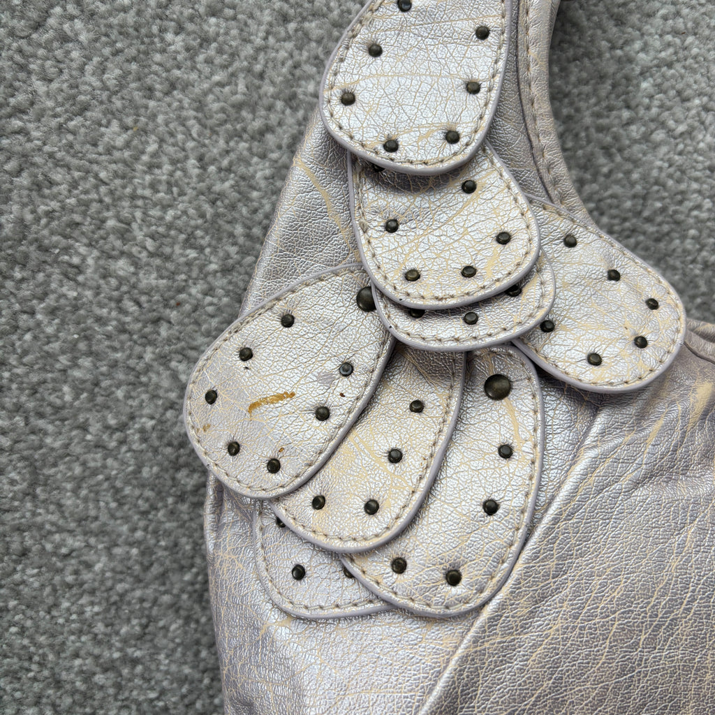 Large Silver Marble Handbag Shoulder Bag