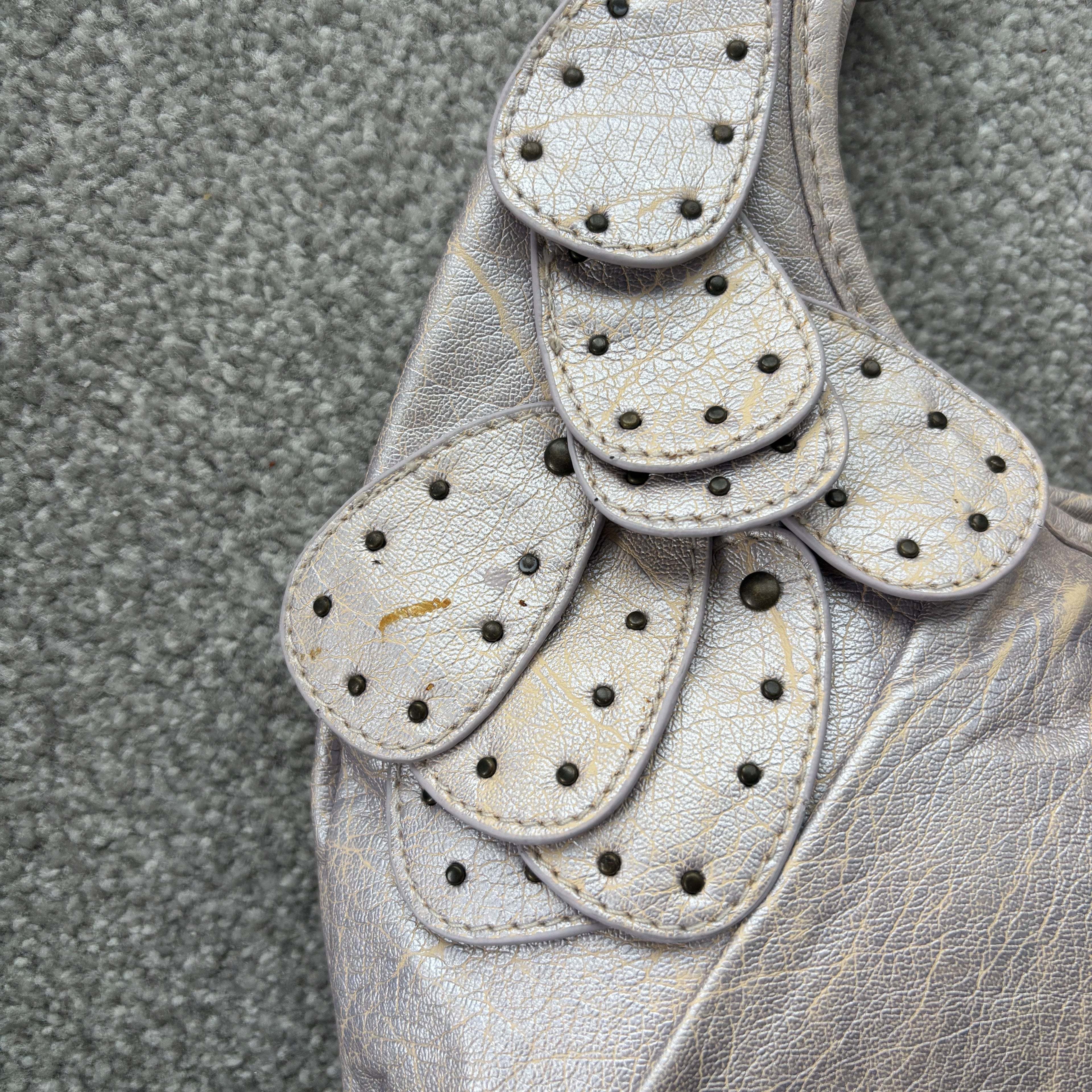 Large Silver Marble Handbag Shoulder Bag
