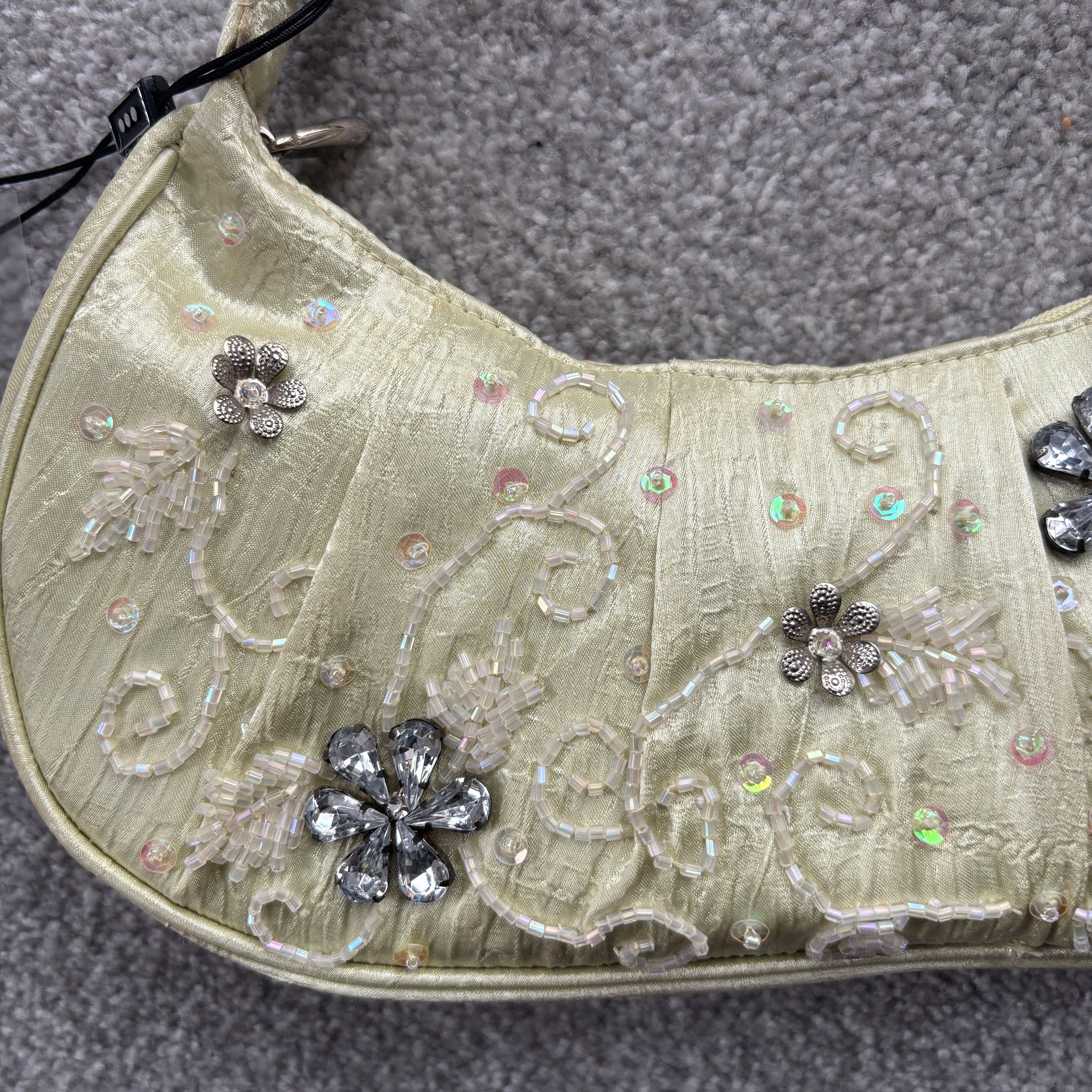 Dice Green Sequin Embellished Handbag