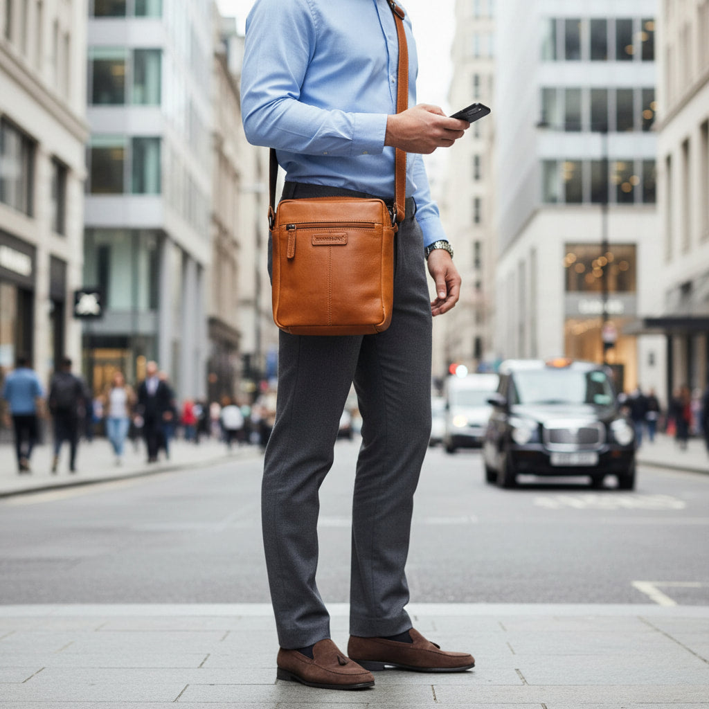 Rowallan Unisex Tan Leather Shoulder Bag