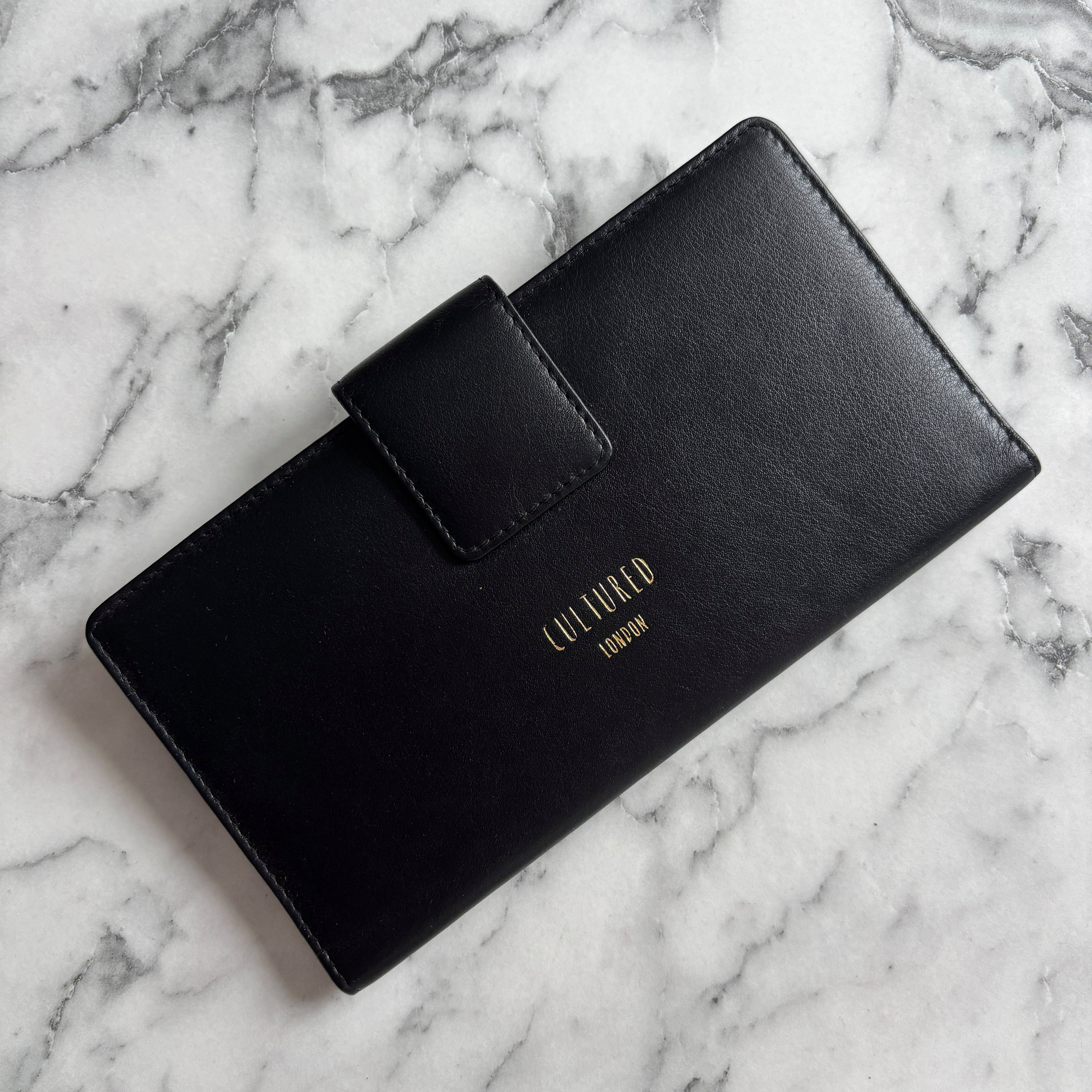 Women's Large Black Slim Leather Purse