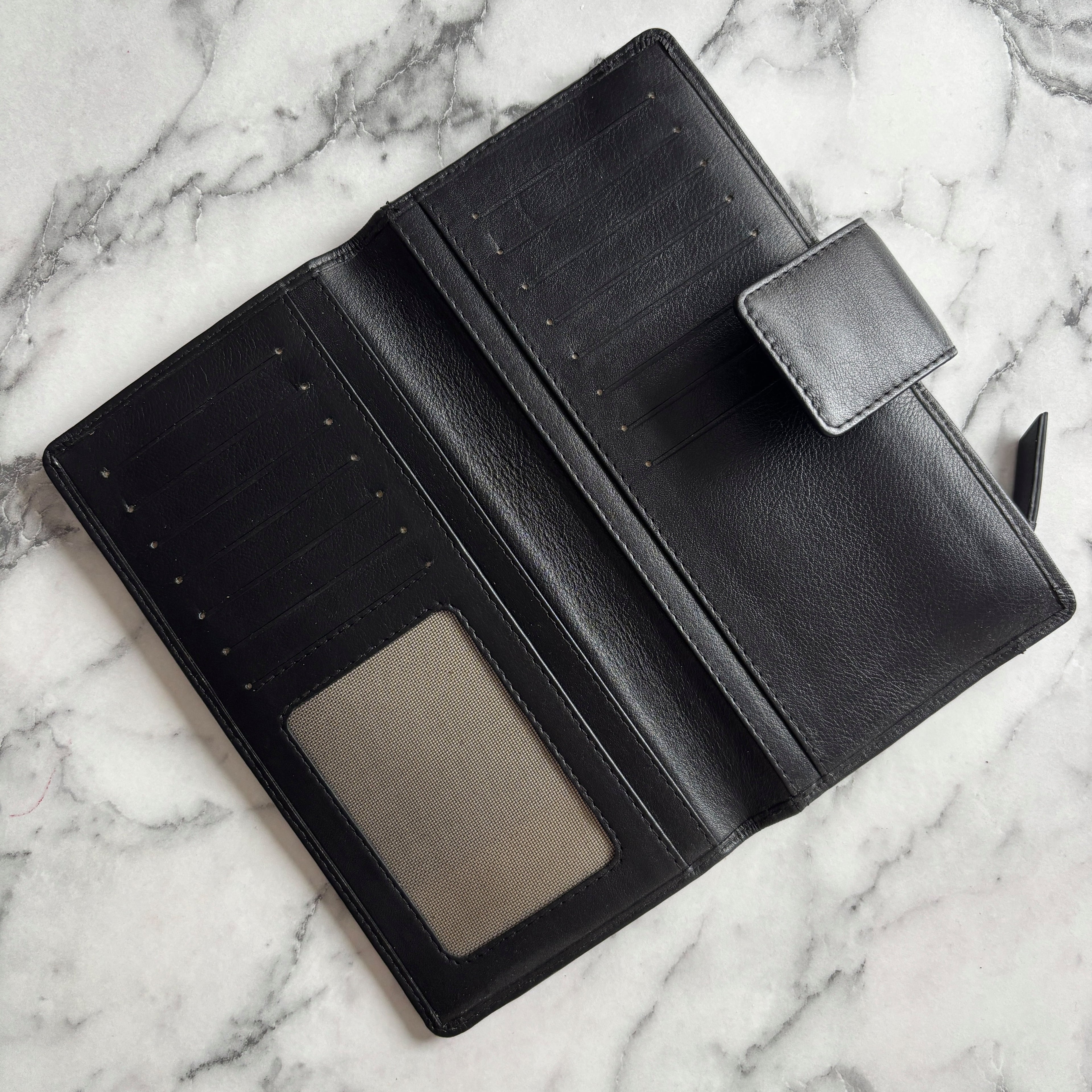 Women's Large Black Slim Leather Purse