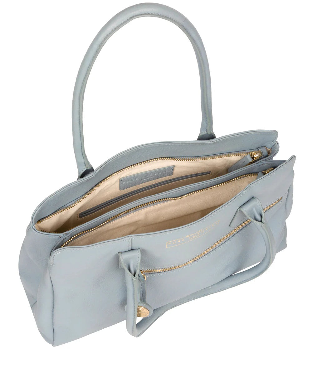 Light Blue Leather Handbag, Shoulder Bag