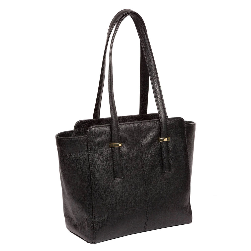 Black Leather Handbag, Shoulder Bag, Tote Bag