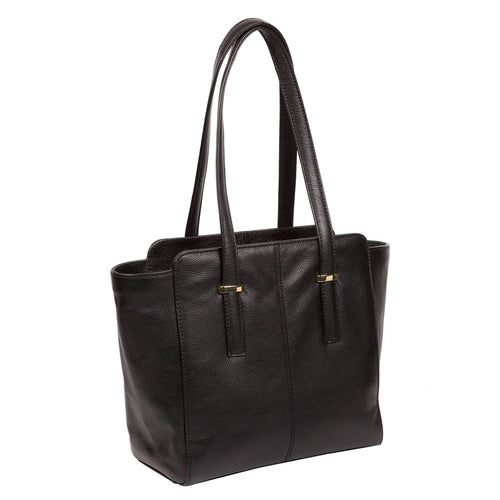 Black Leather Handbag, Shoulder Bag, Tote Bag