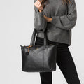 Black Leather Shoulder Bag, Tote Bag